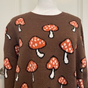 Brown Mushroom Pattern Sweater